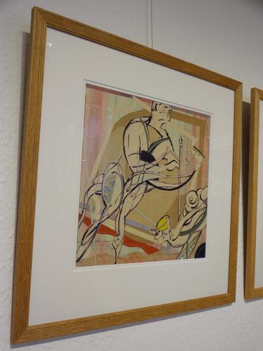 Mixed media original artwork inspired by musical saw player by Lys Flowerday - SEASAW