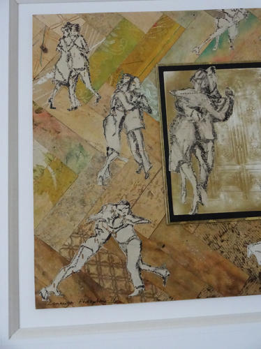 Original mixed media artwork milonga dancers artist Lys Flowerday - LONMIGA PHOSPHENE IX