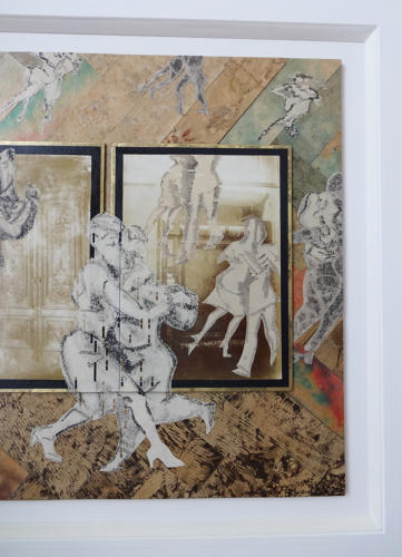 Original mixed media artwork milonga dancers artist Lys Flowerday - LONMIGA PHOSPHENE IX