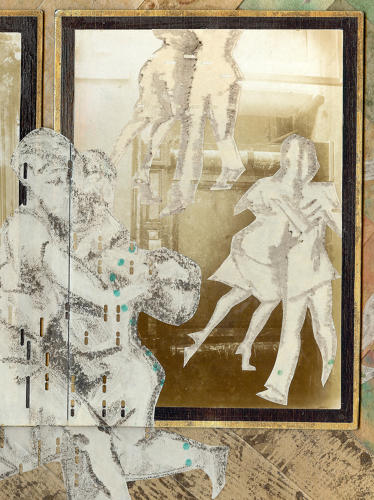 Original mixed media artwork milonga dancers artist Lys Flowerday - LONMIGA PHOSPHENE IX