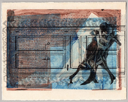 Milonga dancers picture unique painterly monotype art print by Lys Flowerday - MARIPOSA II