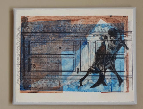 Milonga dancers picture unique painterly monotype art print by Lys Flowerday - MARIPOSA II