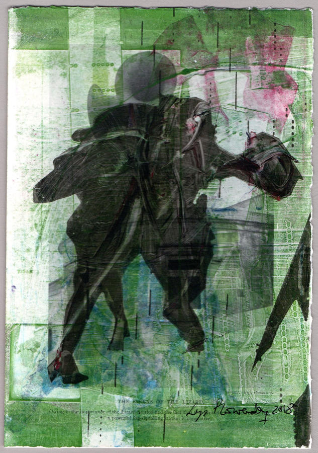 Expressionist milonga dancers original monotype artwork by Lys Flowerday - ESTRELLITA II
