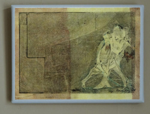Dancing figures passing original monotype art print by Lys Flowerday - MARIPOSA III