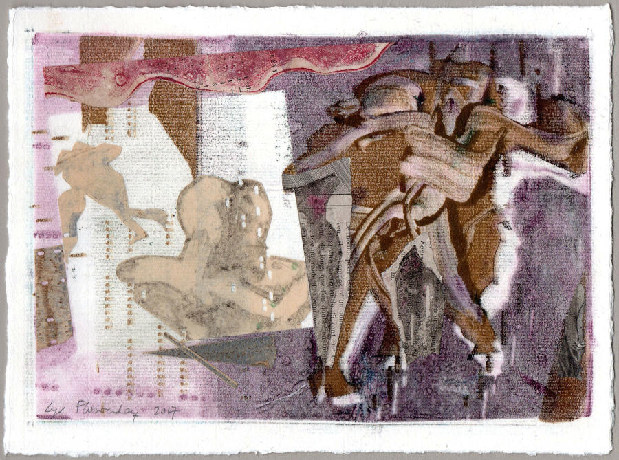 Unique layered monotype original Milonga dancers by Lys Flowerday - ESTRELLITA FUGATA