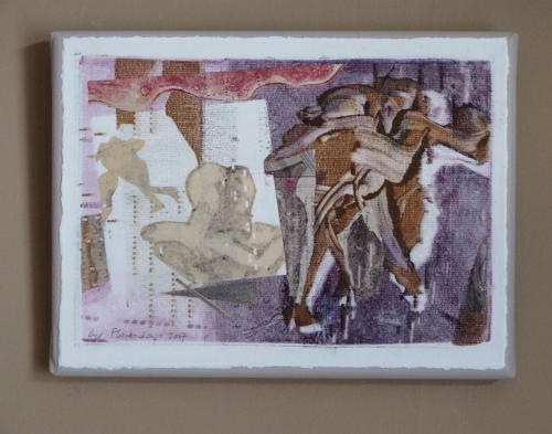 Unique layered monotype original Milonga dancers by Lys Flowerday - ESTRELLITA FUGATA