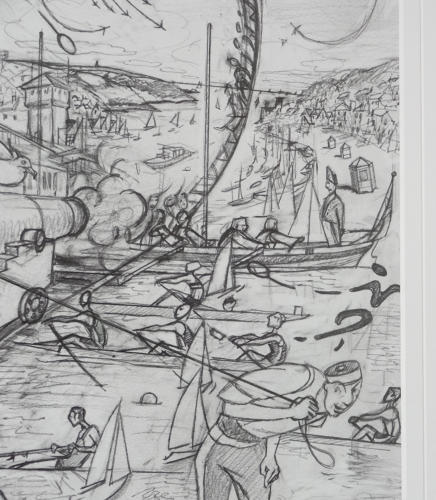 Original drawing by hand railway rowers Studio Dix Neuf Devon by Lys Flowerday - REGATTA