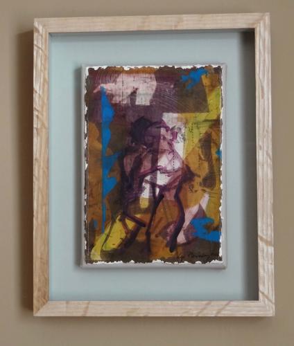Original monotype print of Milonga dancers laid on canvas by Lys Flowerday - EL DIA QUE