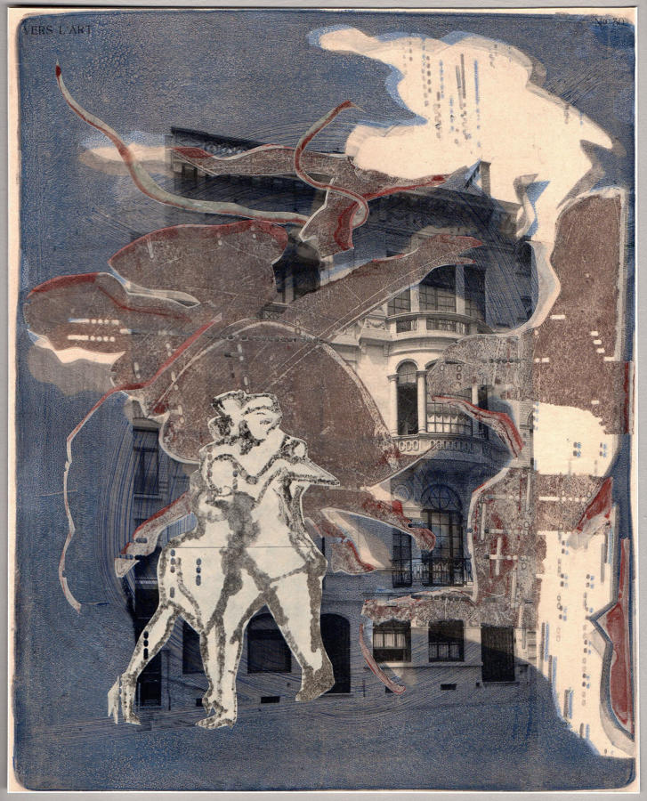 Mixed media original artwork dancers in old street by Lys Flowerday - MILONGA EURYDICE
