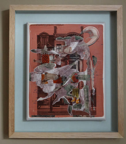 Monotype art mixed original picture moving figures by Lys Flowerday - OCHOS IN ANTWERP