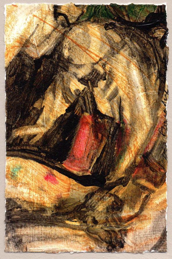 Original painting Fatstock market by Lys Flowerday Studio Dix Neuf Dartmouth - HANDSHAKE