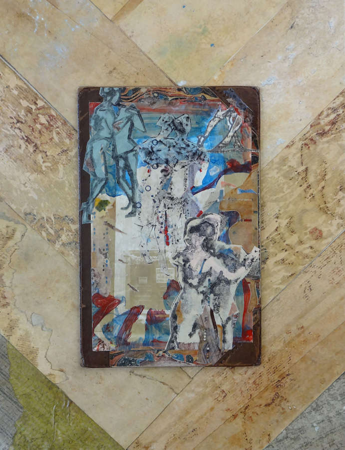 Mixed media original artwork picture with dancing figures by Lys Flowerday - LINTO LIDO