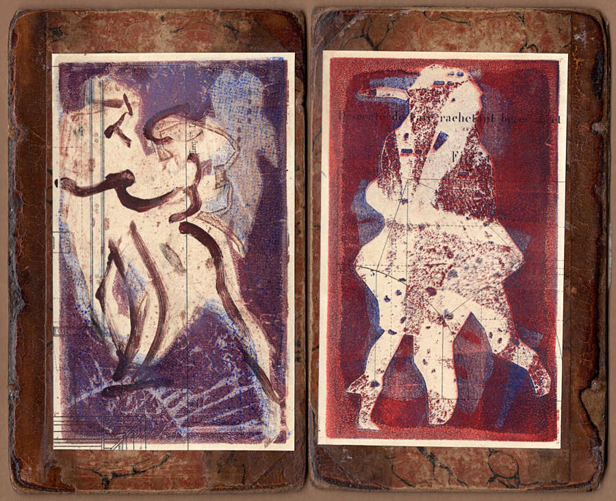 Original picture monotype art inspired by dancers by Lys Flowerday - CURLS AND FEATHERS