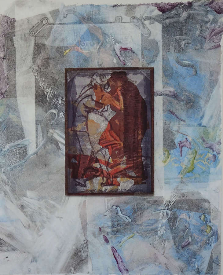 Original monotype art dancers cabinet d'amateur by Lys Flowerday - YEW TREE AND ROSE