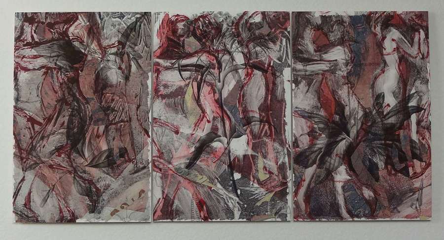 Expressionist dancers original artwork by artist Lys Flowerday Studio Dix Neuf - GLIMPSE