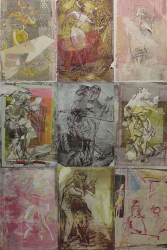 Milonga dancers monotype art composite original by Lys Flowerday - INQUISITIVE FIREFLIES