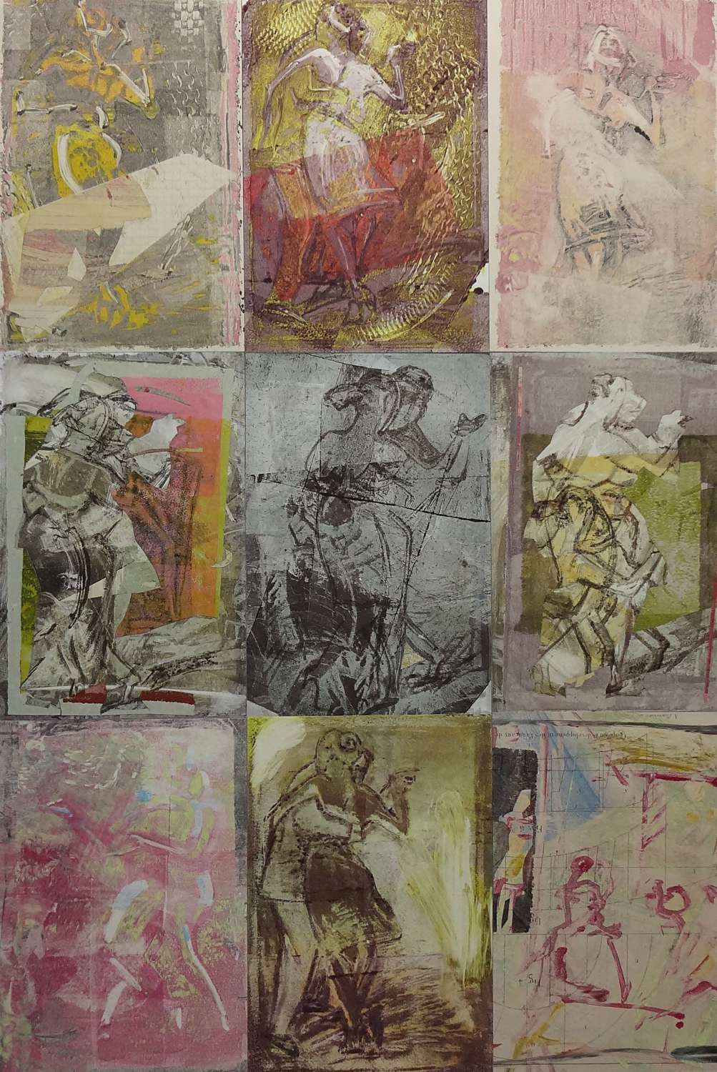 Milonga dancers monotype art composite original by Lys Flowerday - INQUISITIVE FIREFLIES