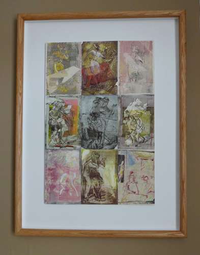 Milonga dancers monotype art composite original by Lys Flowerday - INQUISITIVE FIREFLIES
