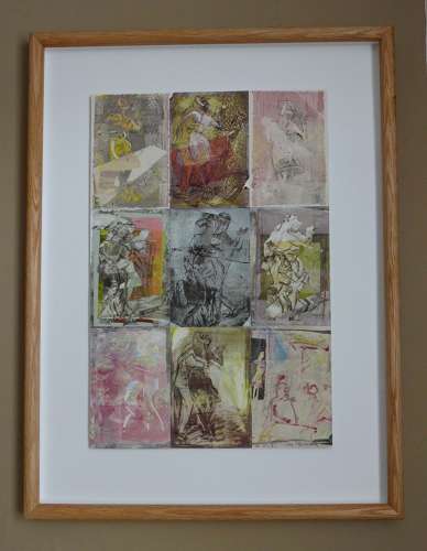 Milonga dancers monotype art composite original by Lys Flowerday - INQUISITIVE FIREFLIES