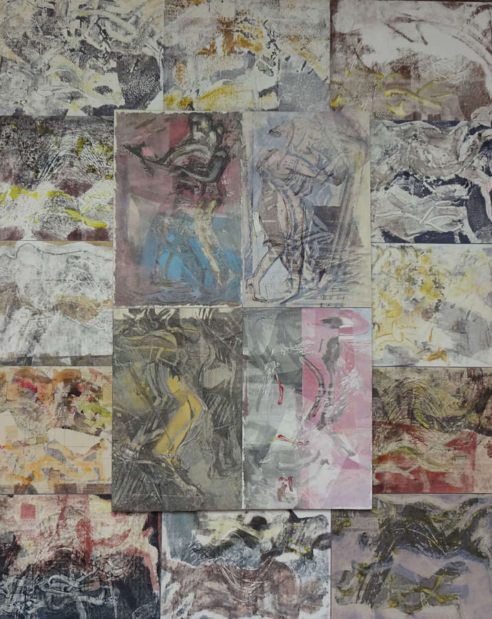 Original picture figures dancing composite monotype by Lys Flowerday  WIRELESS ANCHORAGE