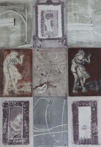 Monotype art composite original Milonga by artist Lys Flowerday Devon - MOVING NOT MOVING