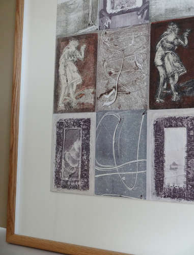 Monotype art composite original Milonga by artist Lys Flowerday Devon - MOVING NOT MOVING