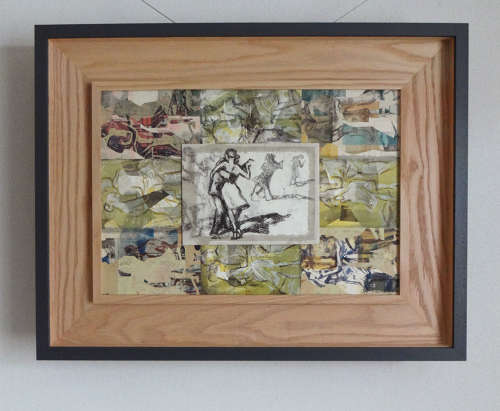 Monotype art layered composite original figures dancing close by Lys Flowerday - INSOMNIA