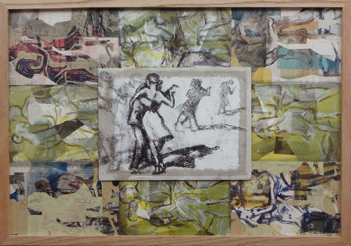 Monotype art layered composite original figures dancing close by Lys Flowerday - INSOMNIA
