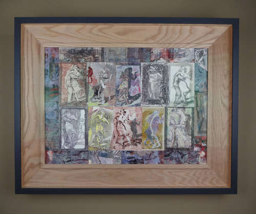 Monotype art milonga dancers composite original by Lys Flowerday - PERSISTENCE OF ALCOVES