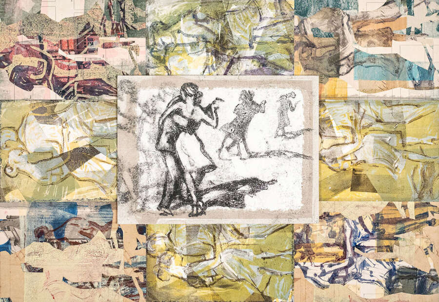 Dreamscape figures dancing milonga  gicl&eacute;e art print by Lys Flowerday Devon - INSOMNIA