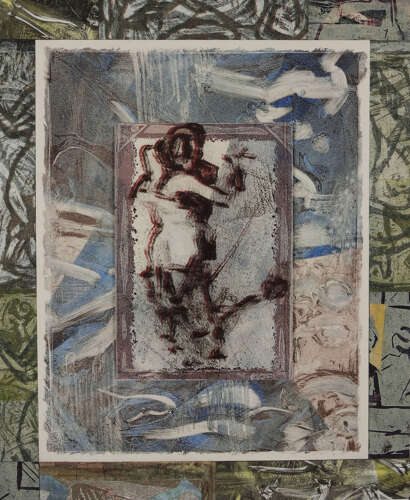Milonga dancers picture composite monotype original by artist Lys Flowerday - BEATRIZ