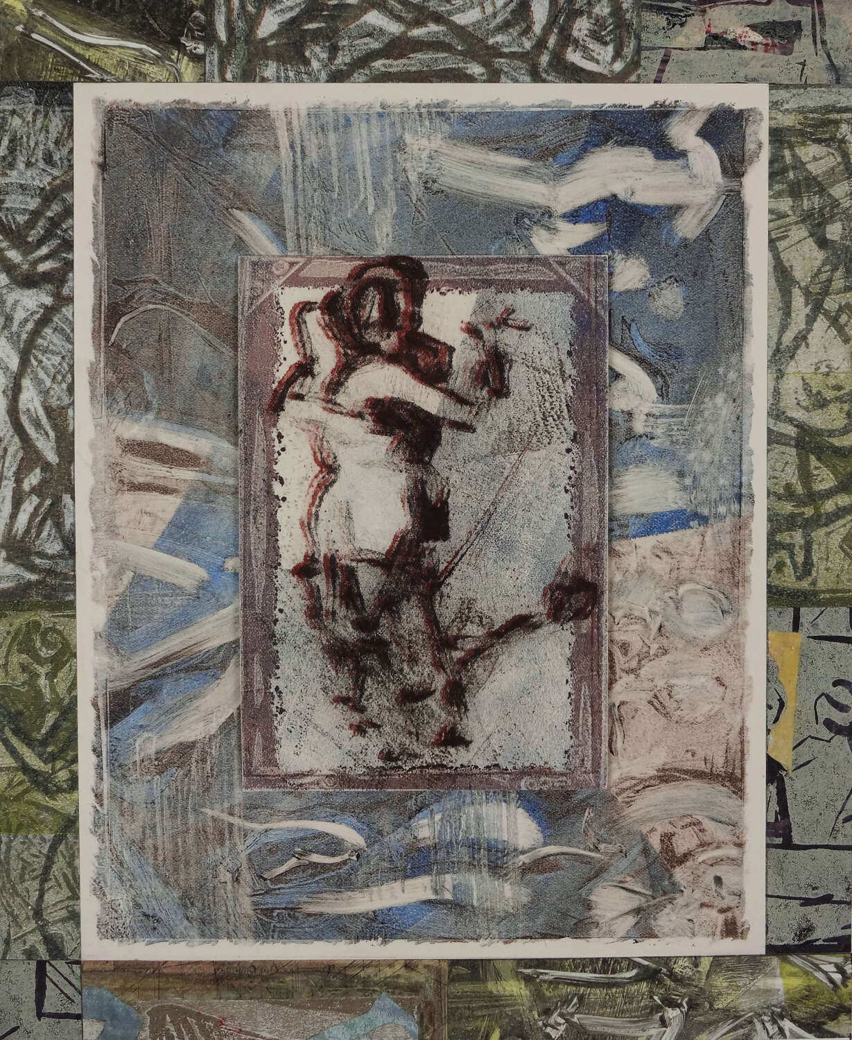 Milonga dancers picture composite monotype original by artist Lys Flowerday - BEATRIZ