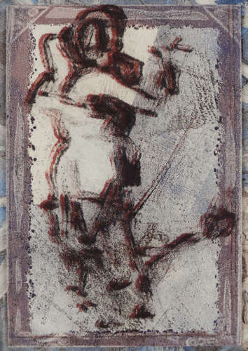 Milonga dancers picture composite monotype original by artist Lys Flowerday - BEATRIZ