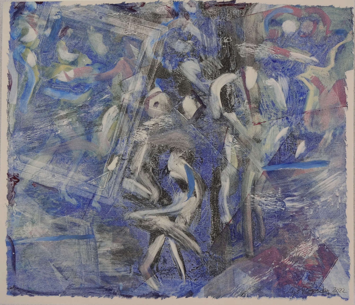 Original monotype art print inspired by Milonga dancers by Lys Flowerday - UNDERCURRENT